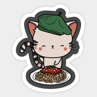 Cat eating Spaghetti - Tabby Cat Sticker